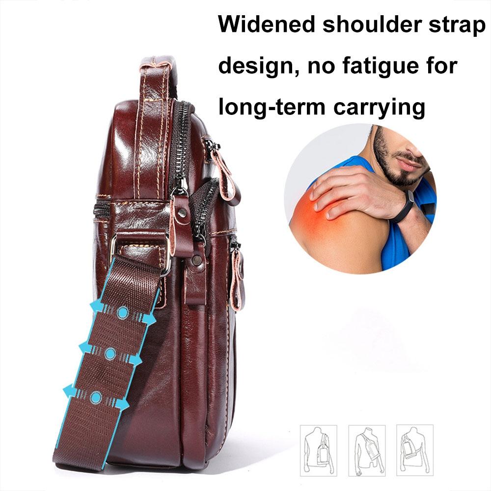 Large Capacity Retro Cowhide Crossbody Bag - Coffee