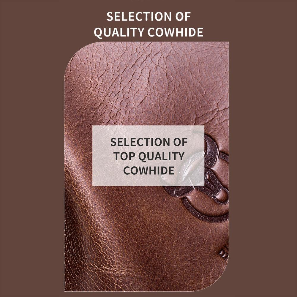 Large Capacity Retro Cowhide Crossbody Bag - Coffee