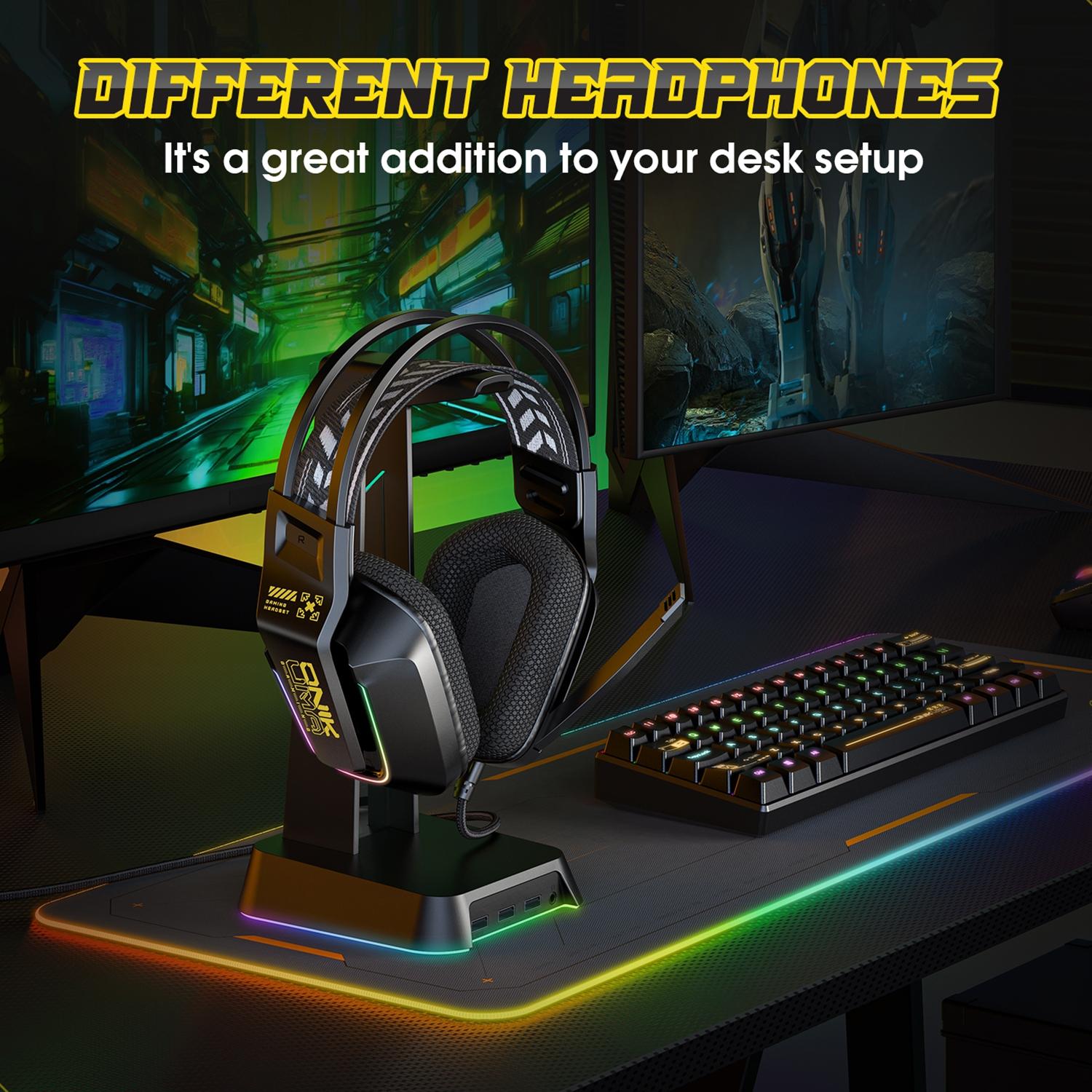 Rgb Gaming Headset With Microphone 2.2M Length - Pink