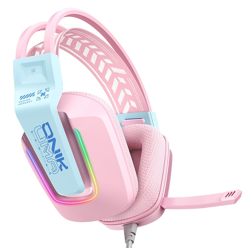 Rgb Gaming Headset With Microphone 2.2M Length - Pink