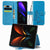 For Samsung Galaxy Z Fold4 5G Embossed Leather Phone Case With Four Leaf Clasp - Blue