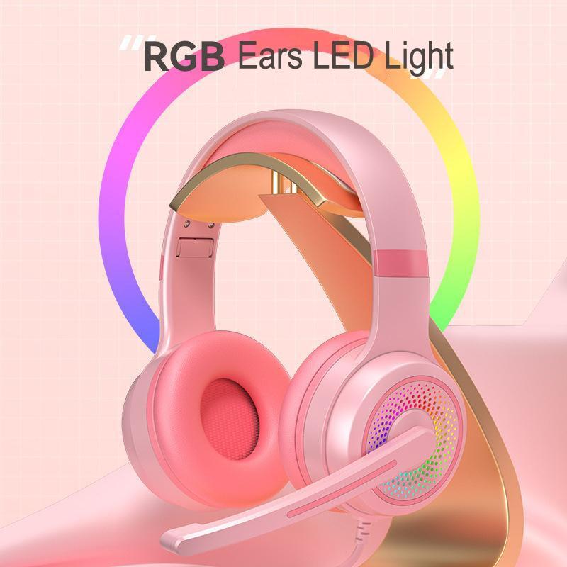 Led Bass Stereo Gaming Headset With Mic - Pink