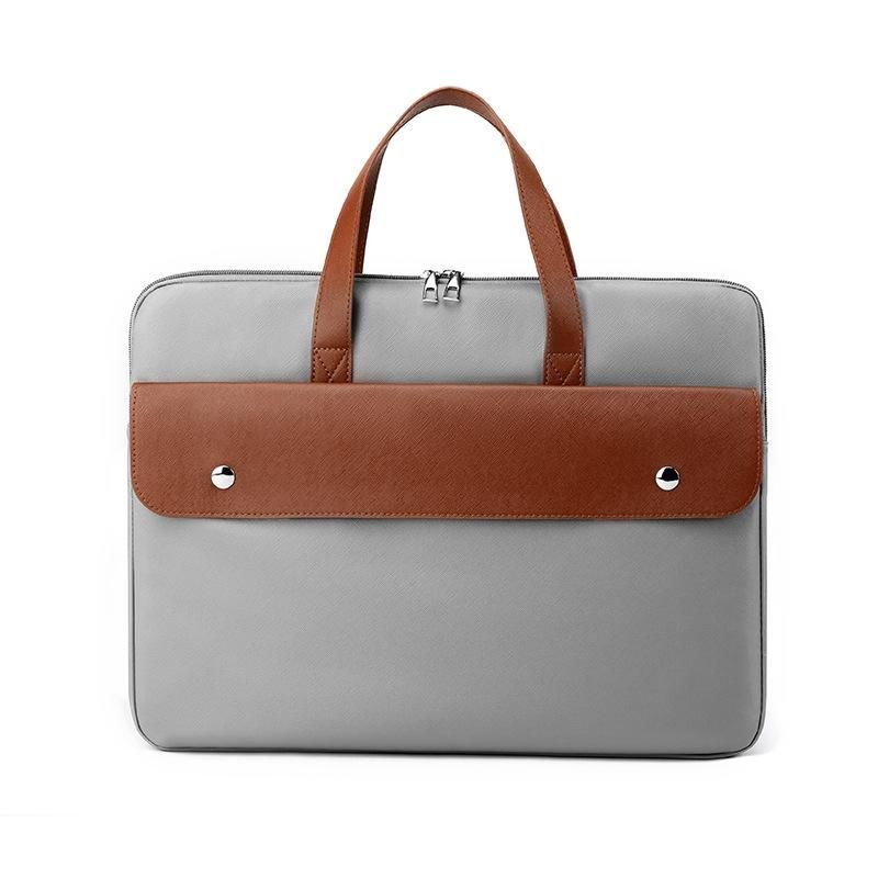 Stylish Pu Leather Laptop Bag - Briefcase Cover - Grey - 14 Inch