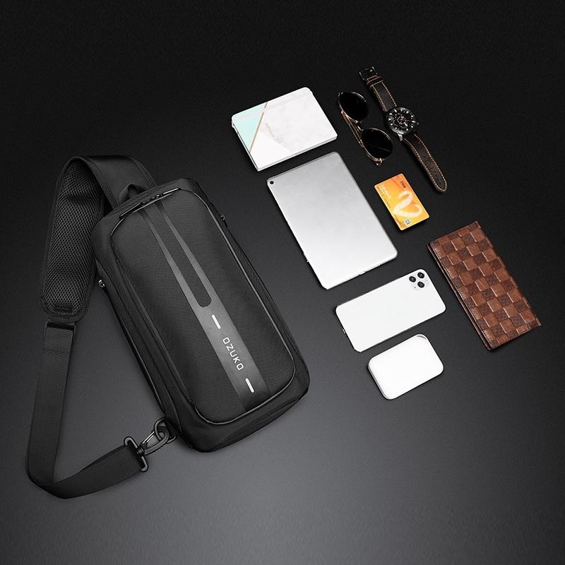 Waterproof Men Business Chest Bag With Usb Charging Port Anti Theft Shoulder Messenger Bag - Dark Grey