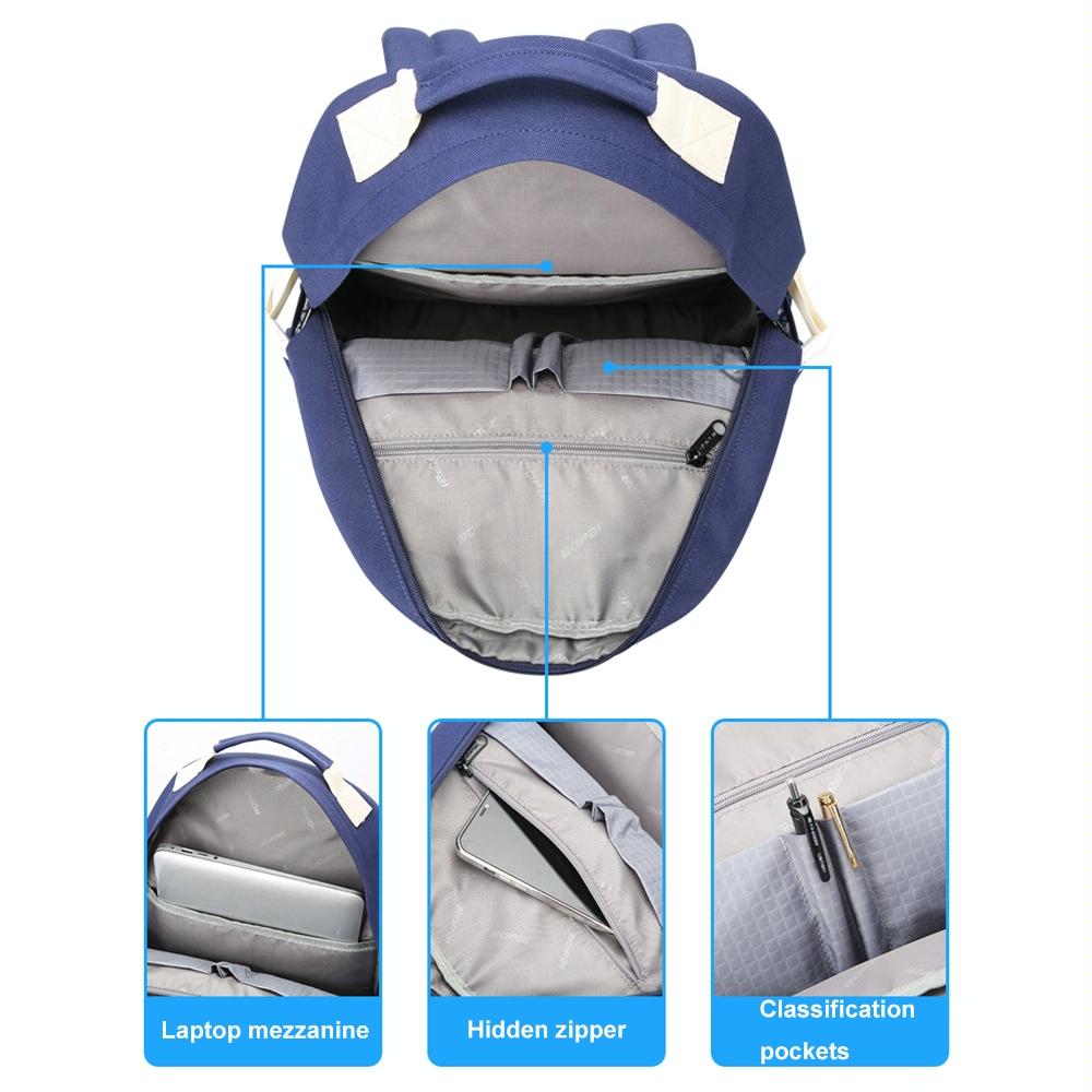Lightweight Canvas Backpack - Compact and Durable - Light Blue 2