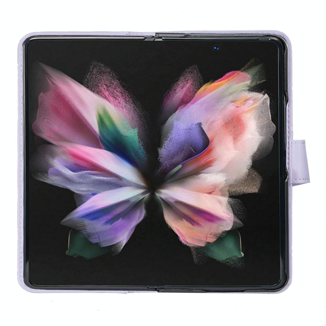 For Samsung Galaxy Z Fold4 5G Samsung Fold 4 Diamond Lattice Wallet Case - Sleek And Stylish - Pink