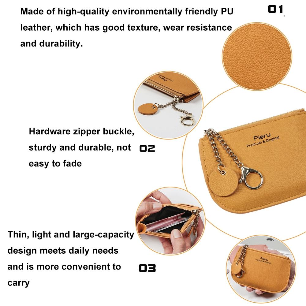 Ultra Thin Zippered Mini Wallet For Women Compact Coin Purse - Pink