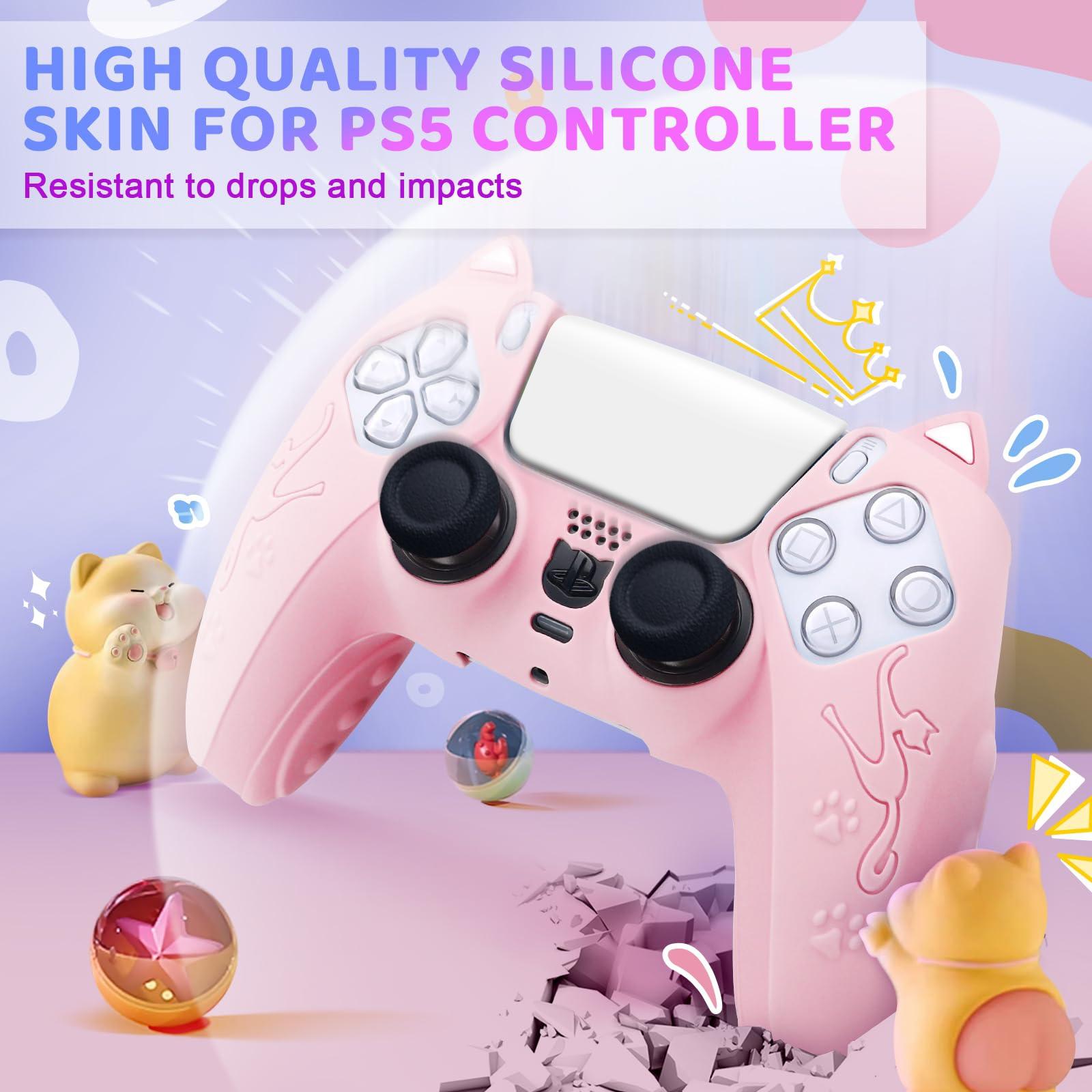 Silicone Cat Ear Gamepad Cover for Sony Ps5 - Pink
