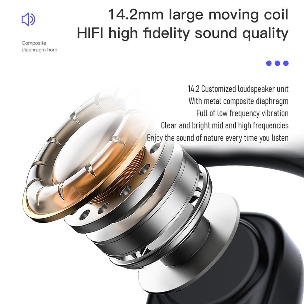 Digital Display Bluetooth Earphones - Bone Conduction Stereo - Green