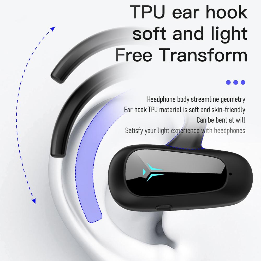 Digital Display Bluetooth Earphones - Bone Conduction Stereo - Green