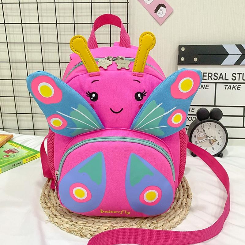 Girls' Butterfly Backpack - Compact and Colourful - Rose Red