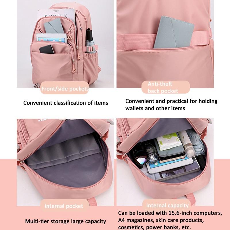 Teen Girls' Anti-theft College Backpack - Secure & Stylish - Soft Pink