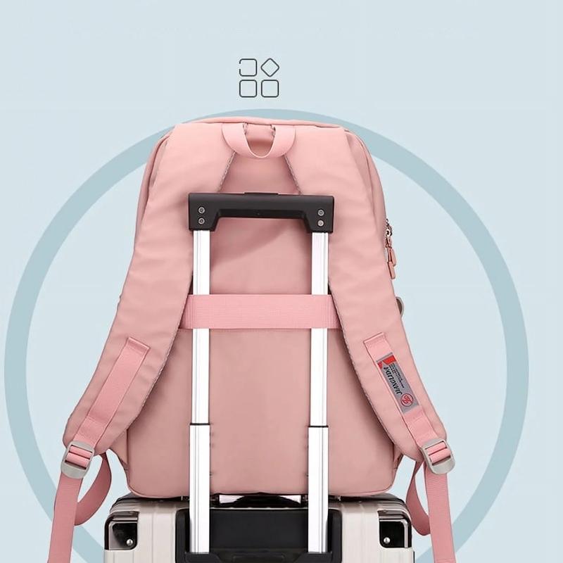 Teen Girls' Anti-theft College Backpack - Secure & Stylish - Soft Pink
