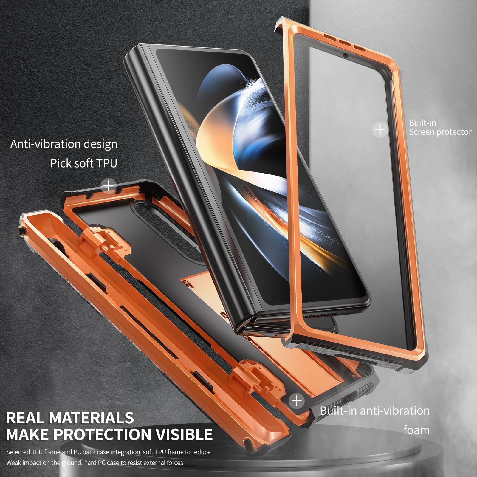 For Samsung Galaxy Z Fold4 5G Foldable Shockproof Phone Case - Orange