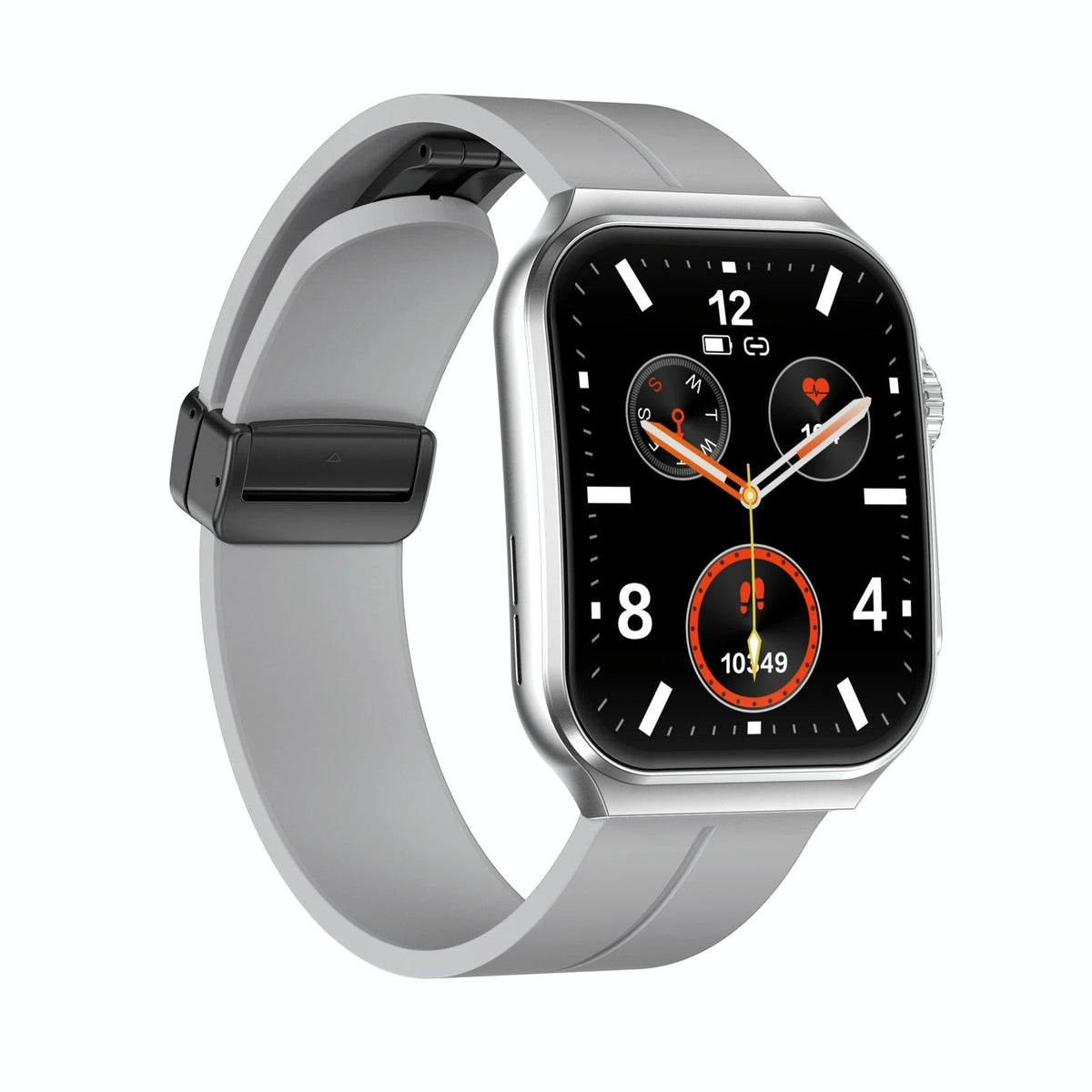 1.96 Inch Bt Call / Heart Rate / Blood Pressure / Blood Oxygen - Silver Grey