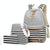 Printed Canvas Backpack Set - 3 Pieces - Navy Blue