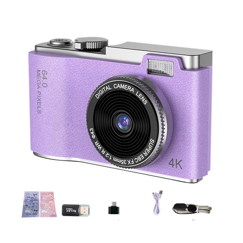 Retro Kids Camera With Dual-Lens 4K Hd Ccd - 2.4 Inch - Purple