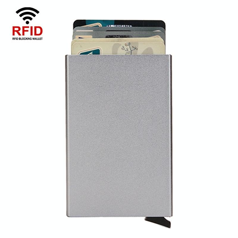 Metal Rfid Card Holder Wallet - Compact Design - Blue