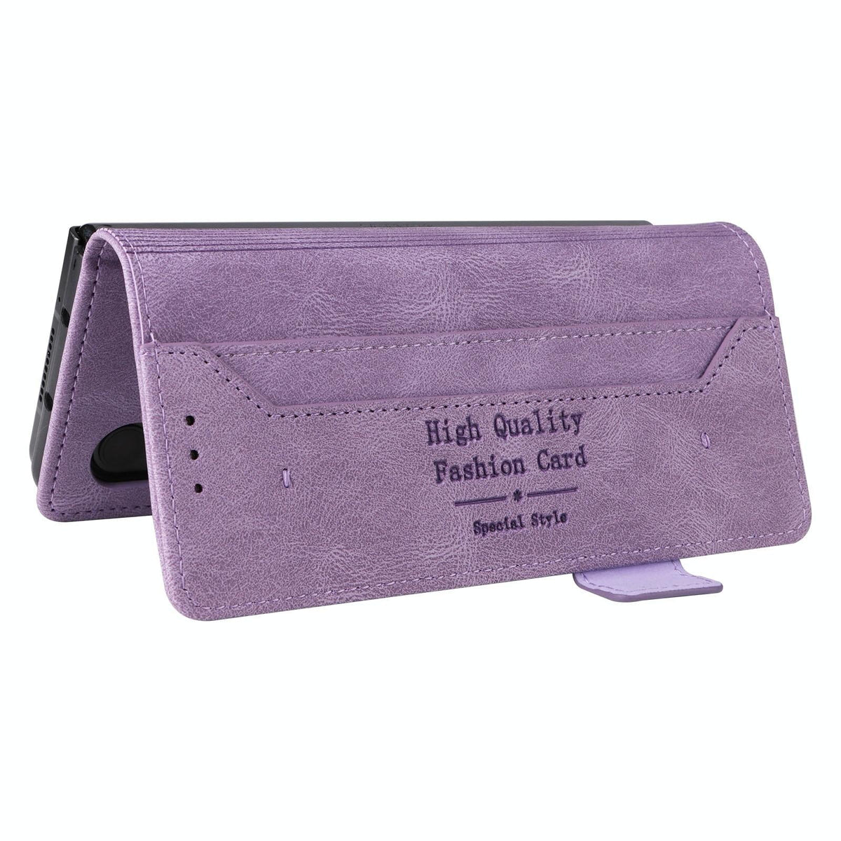 For Samsung Galaxy Z Fold4 5G Leather Flip Case With Magnetic Clasp - Purple