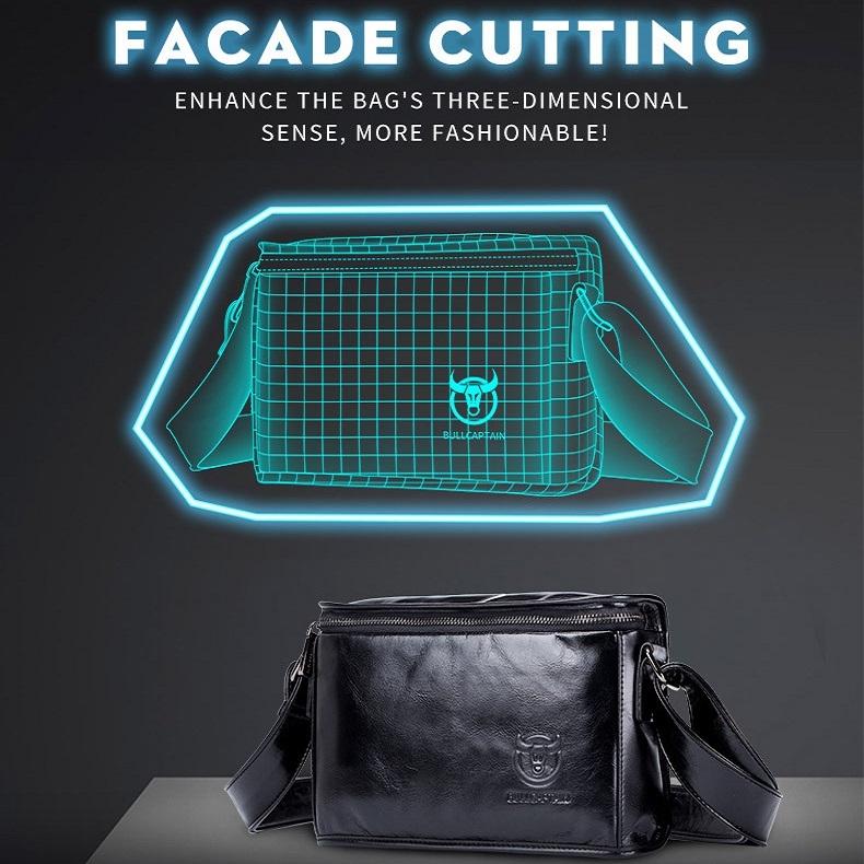 Men Brown Leather Shoulder Bag - Smog Blue