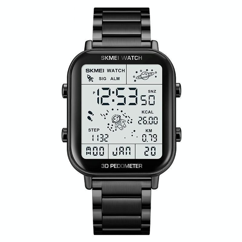 1888 Men Multifunctional Waterproof Digital Watch - Stainless Steel 30m - Silver