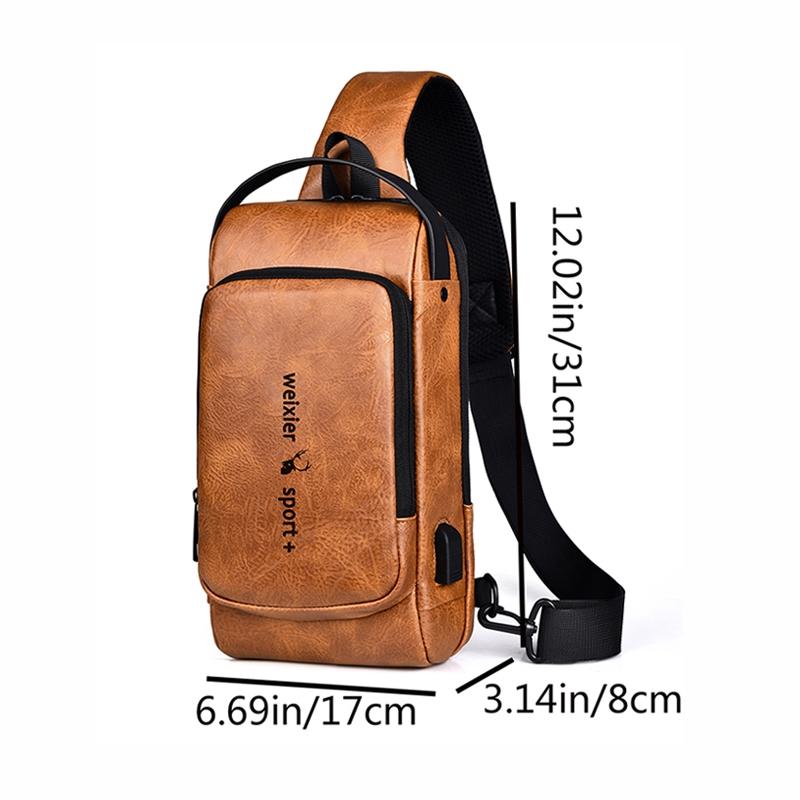 Waterproof Anti Theft Crossbody Backpack For Men - Dark Brown