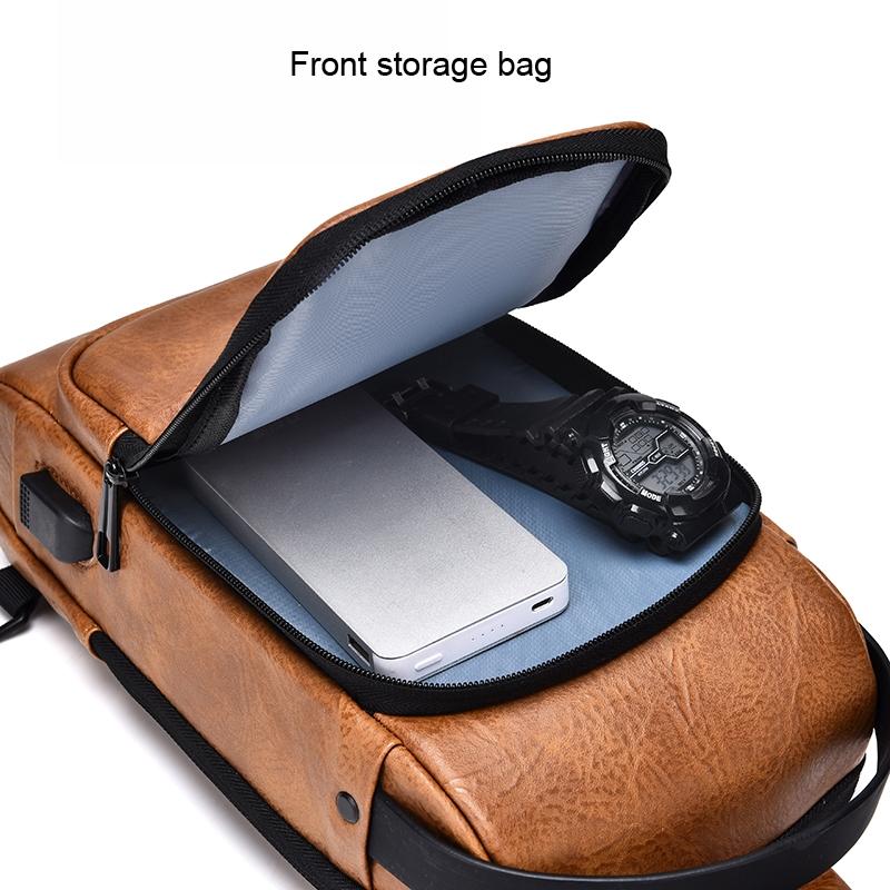 Waterproof Anti Theft Crossbody Backpack For Men - Dark Brown