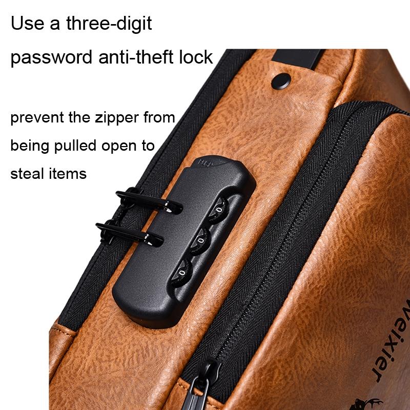 Waterproof Anti Theft Crossbody Backpack For Men - Dark Brown