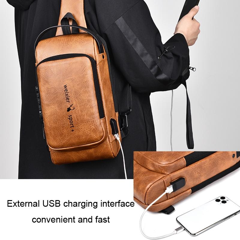 Waterproof Anti Theft Crossbody Backpack For Men - Dark Brown