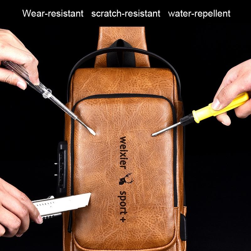 Waterproof Anti Theft Crossbody Backpack For Men - Dark Brown