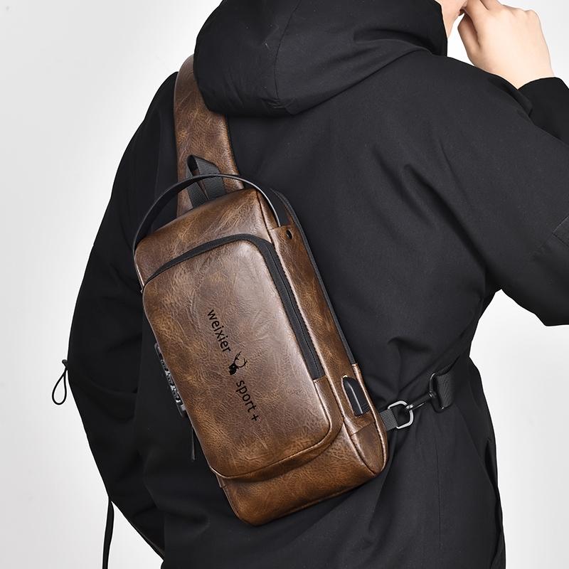 Waterproof Anti Theft Crossbody Backpack For Men - Dark Brown