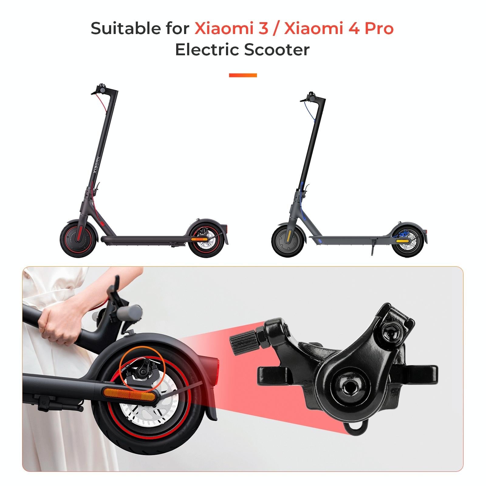 Xiaomi Electric Scooter Rear Disc Brake Calipers - Black - Orange