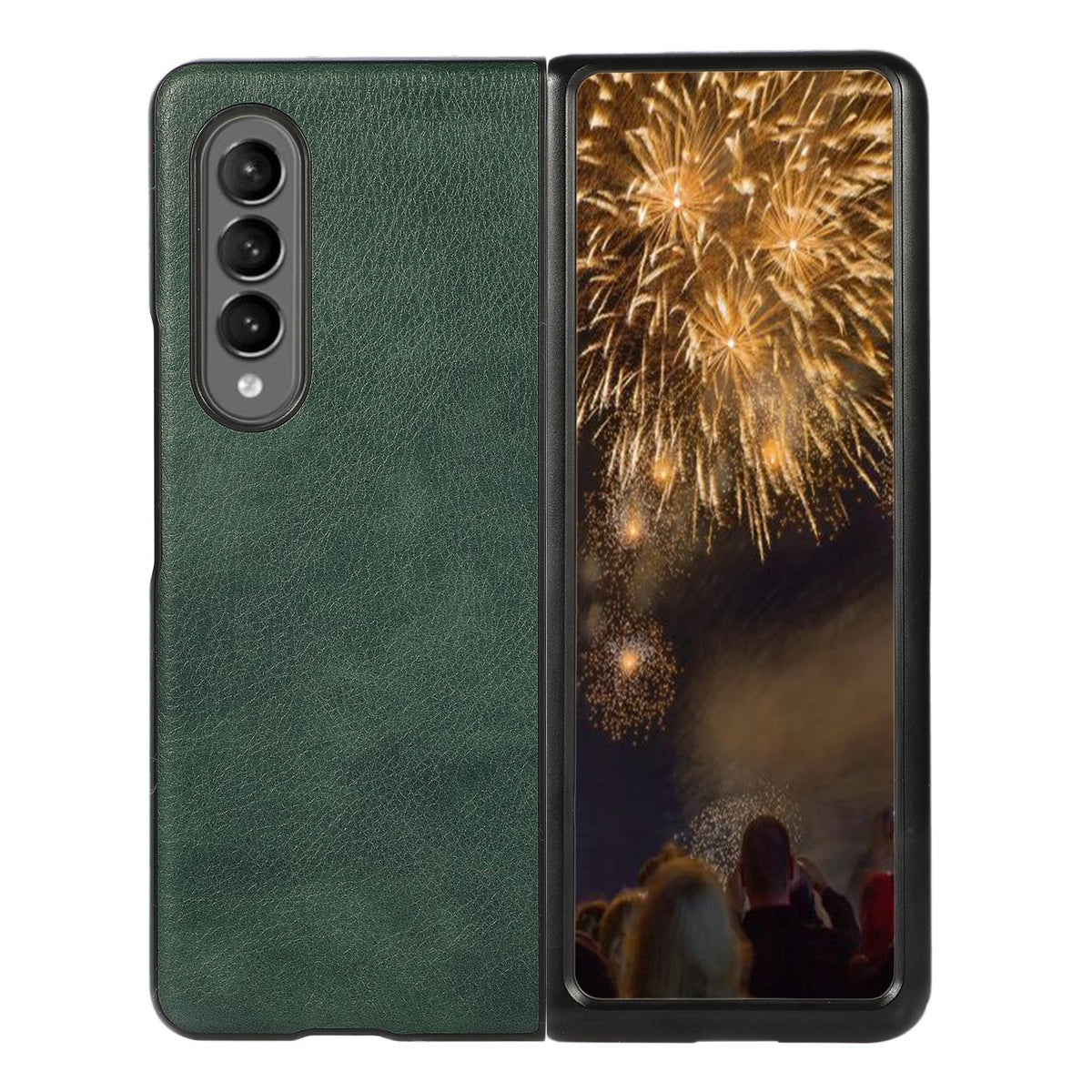 For Samsung Galaxy Z Fold4 5G Two Tone Litchi Pu Case - Slim &amp; Stylish - Green