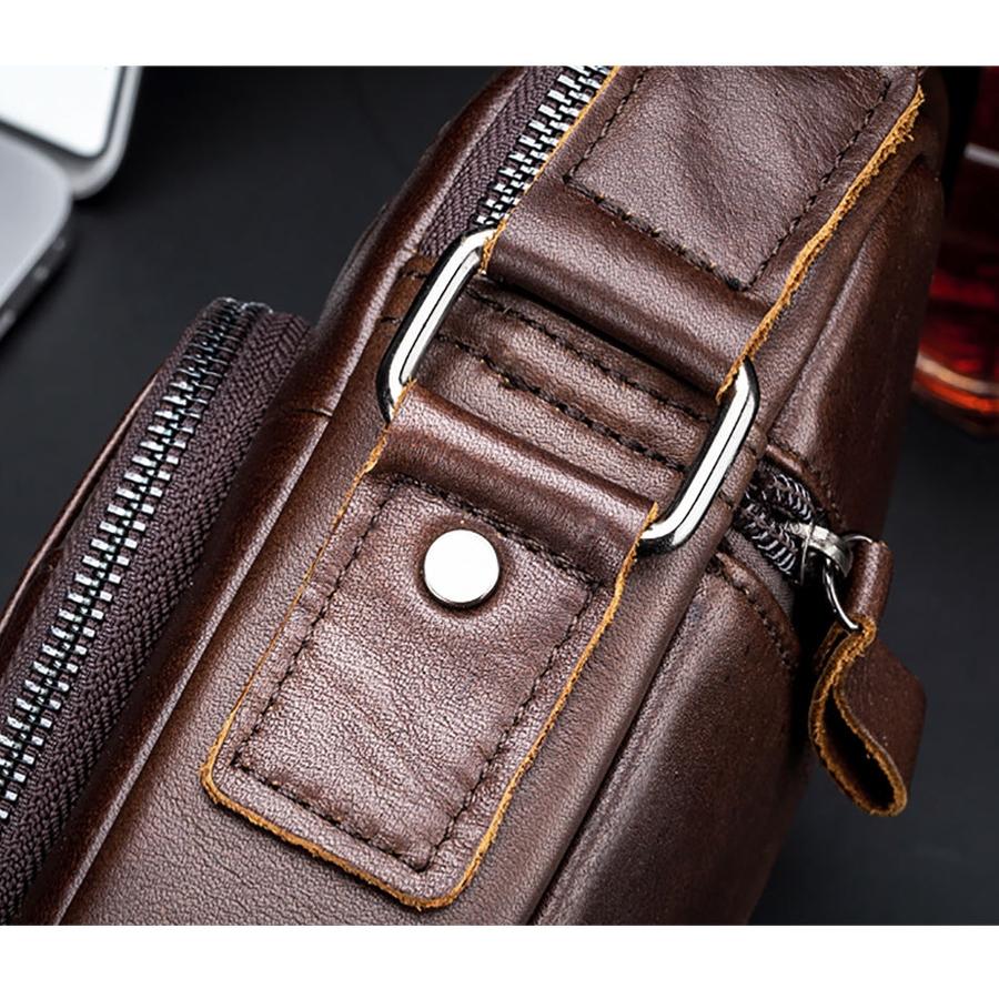 Retro Leather Shoulder Bag For Men Large Capacity - Yellow Brown