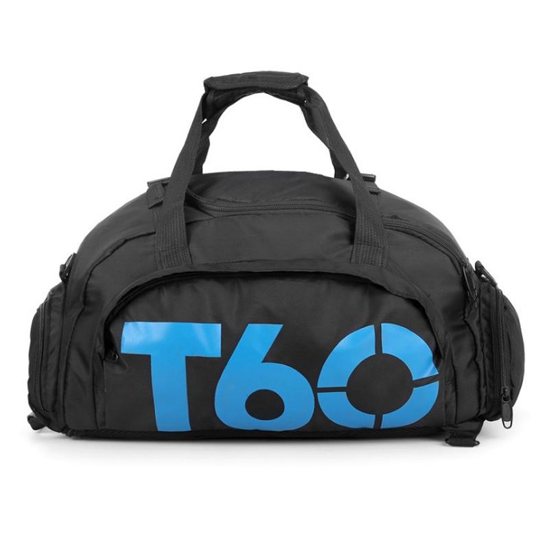 Waterproof Fitness Backpack For Swimming And Travel - Simple Black Bottom Blue Word