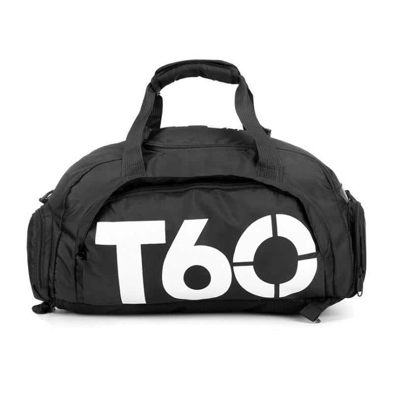 Waterproof Fitness Backpack For Swimming And Travel - Simple Black Bottom Blue Word