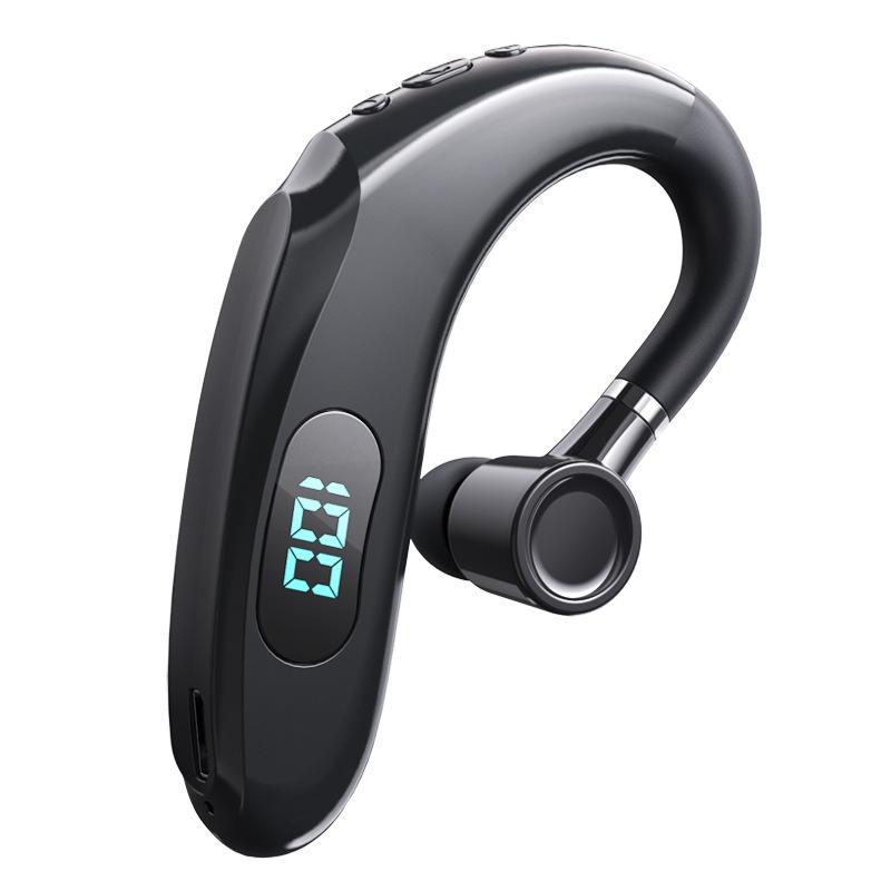 Wireless Bluetooth Earhook Earphones with Digital Display - Business Sports - Green
