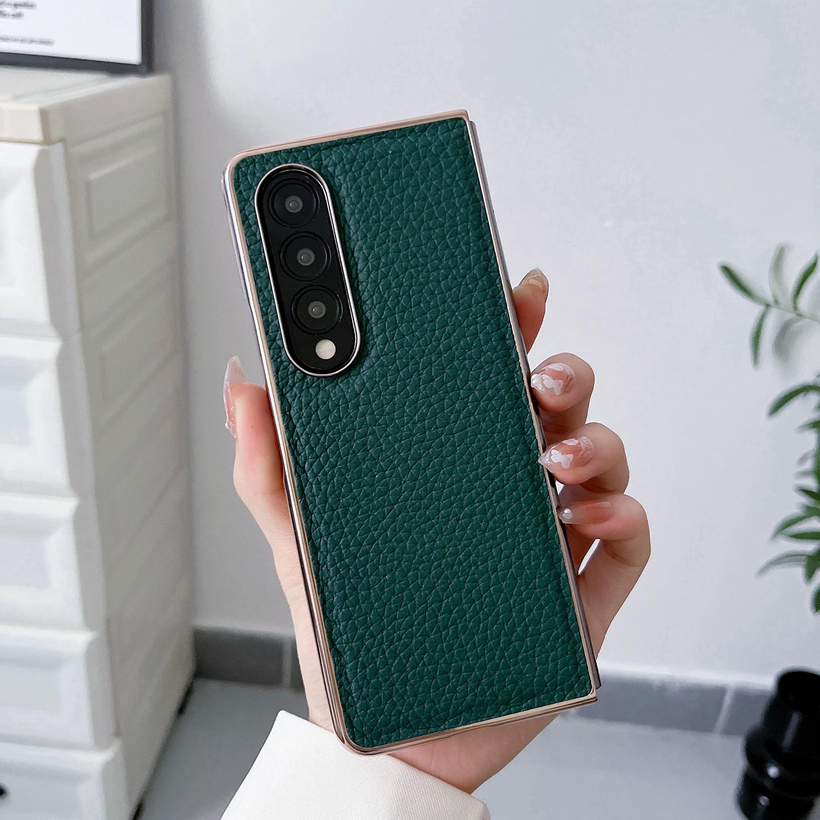 Star Series Nano Electroplating Pu Case For Samsung Galaxy Z Fold 4 - Blue