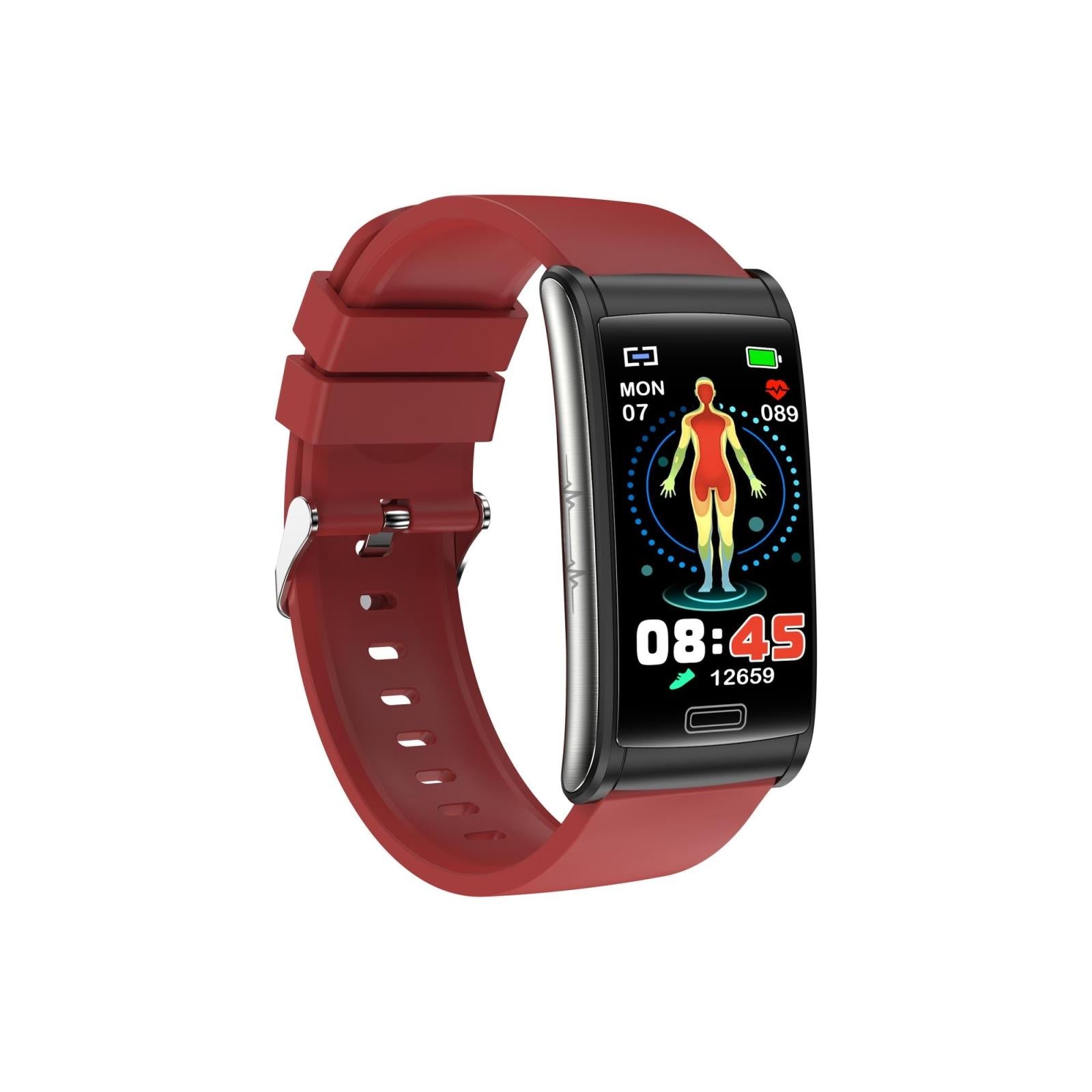 Smart Watch With Heart Rate And Blood Pressure Monitoring - Colour Screen - Red