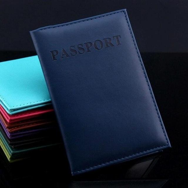 Travel Passport Cover Faux Leather Holder - Deep Blue