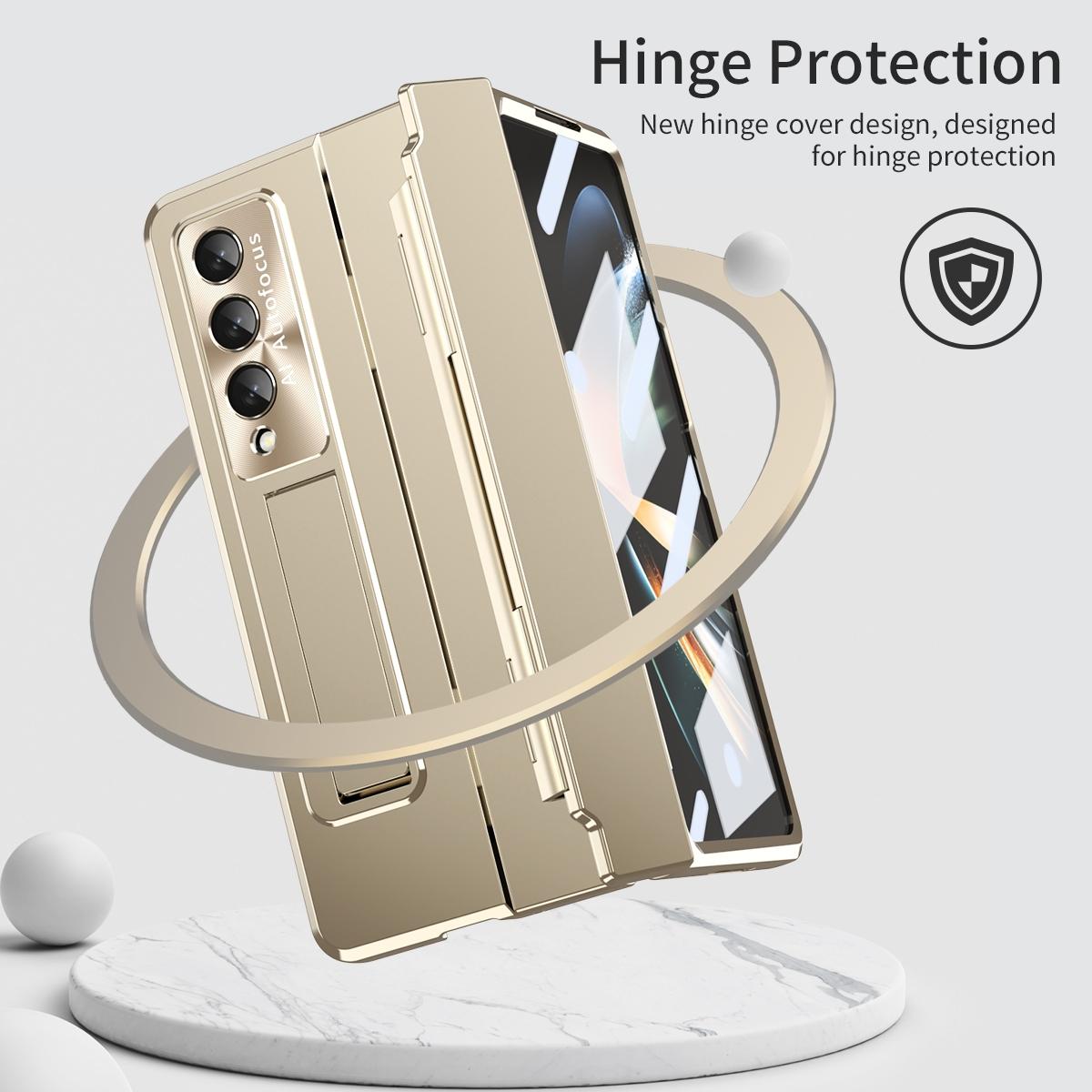 For Samsung Galaxy Z Fold4 5G Folding Case With Integrated Hinge - Champagne Gold