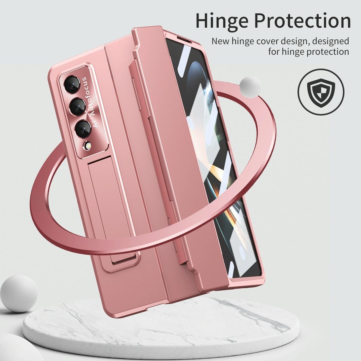 For Samsung Galaxy Z Fold4 5G Folding Case With Integrated Hinge - Champagne Gold