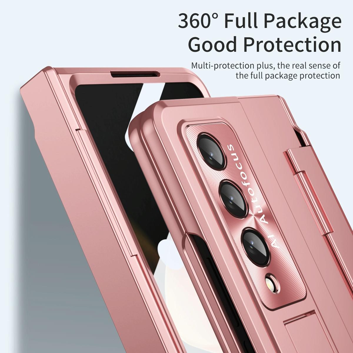 For Samsung Galaxy Z Fold4 5G Folding Case With Integrated Hinge - Champagne Gold