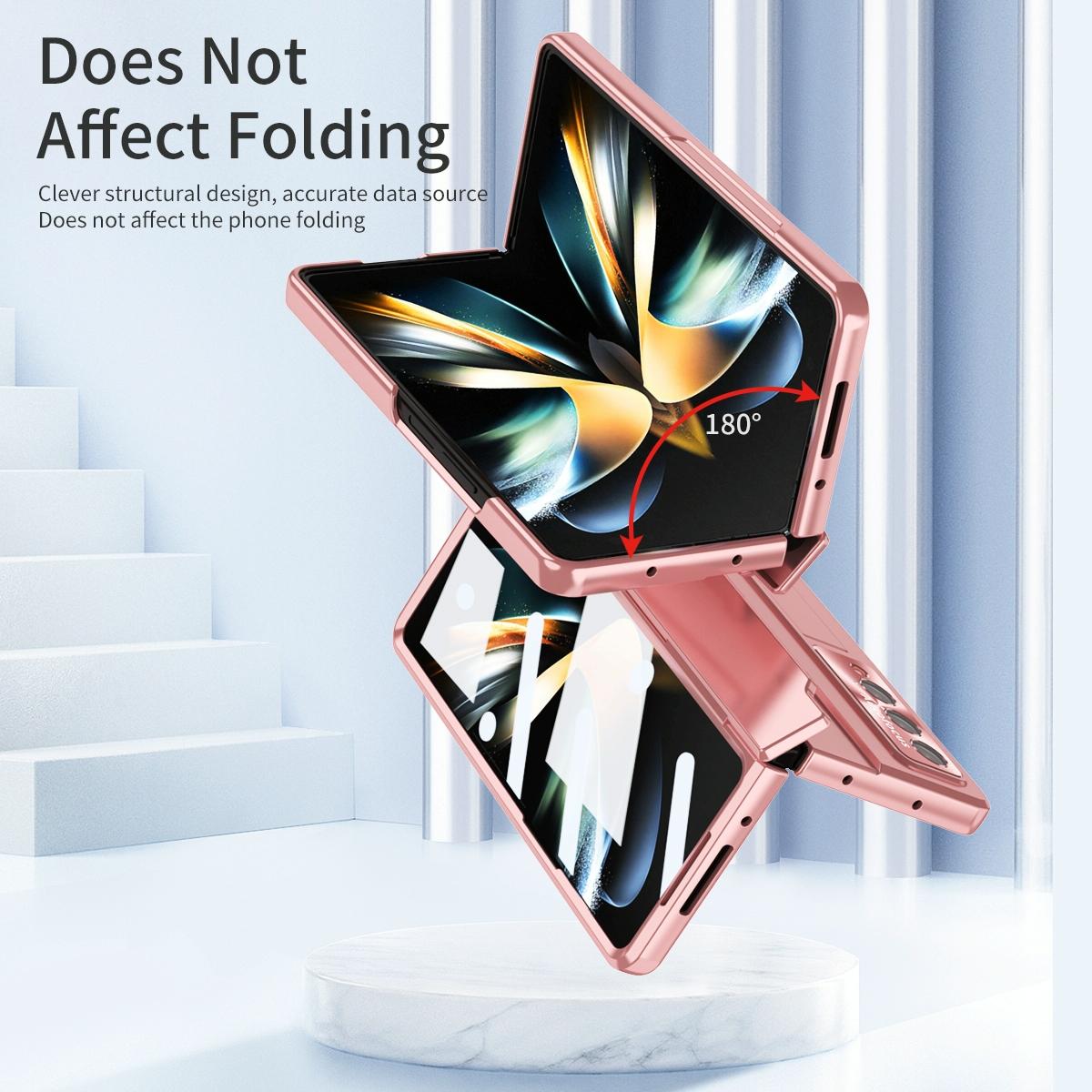 For Samsung Galaxy Z Fold4 5G Folding Case With Integrated Hinge - Champagne Gold