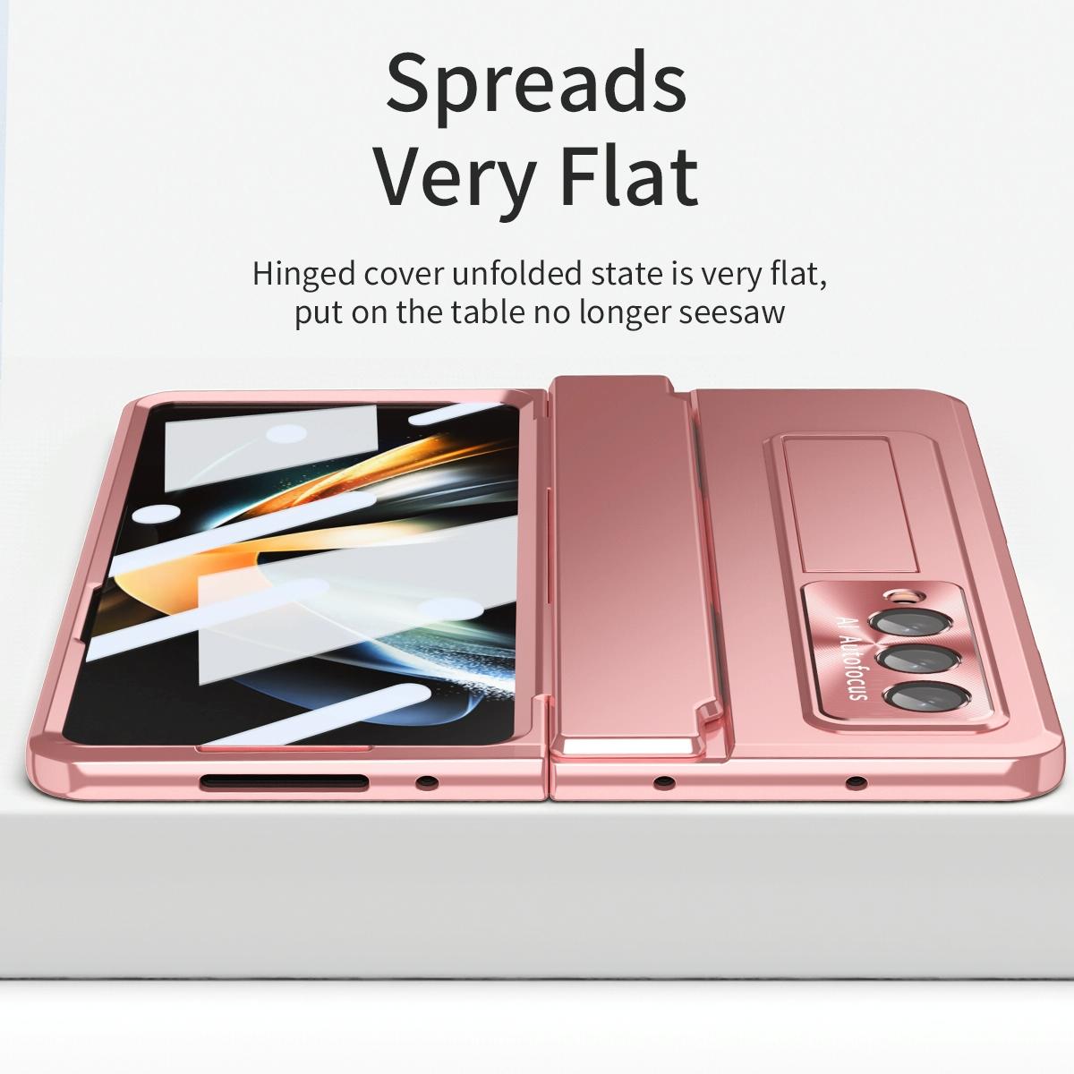 For Samsung Galaxy Z Fold4 5G Folding Case With Integrated Hinge - Champagne Gold