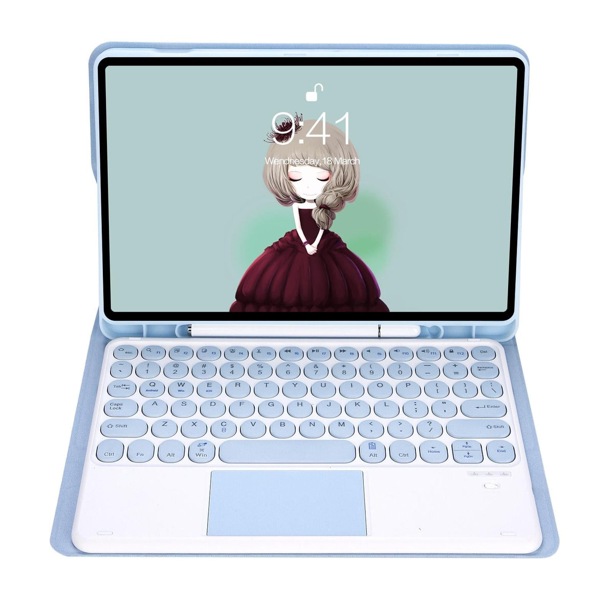 Detachable Bluetooth Keyboard Leather Case For Ipad Air 4 / 5 With Touch Control And Skin Feel Texture - Dark Green