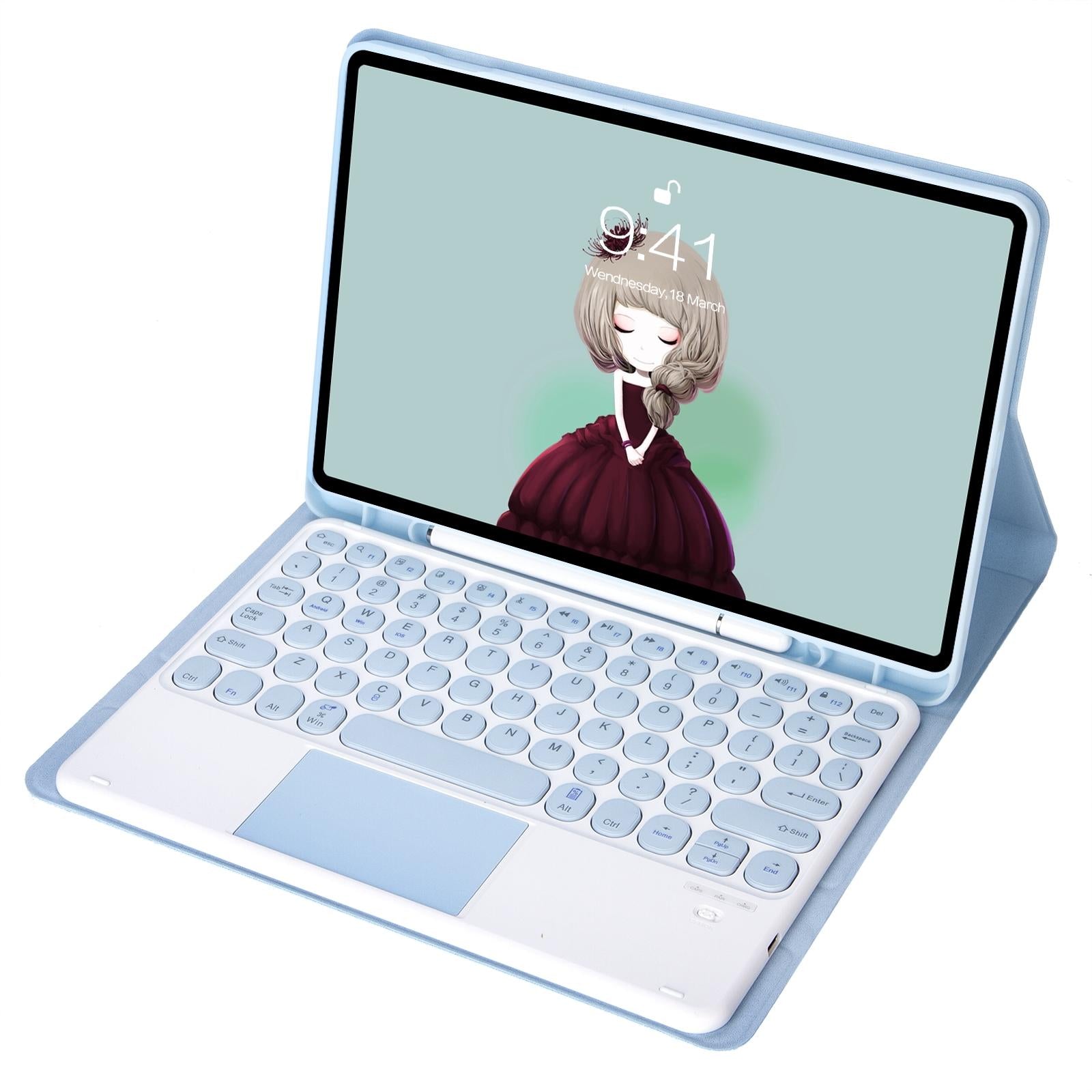 Detachable Bluetooth Keyboard Leather Case For Ipad Air 4 / 5 With Touch Control And Skin Feel Texture - Dark Green