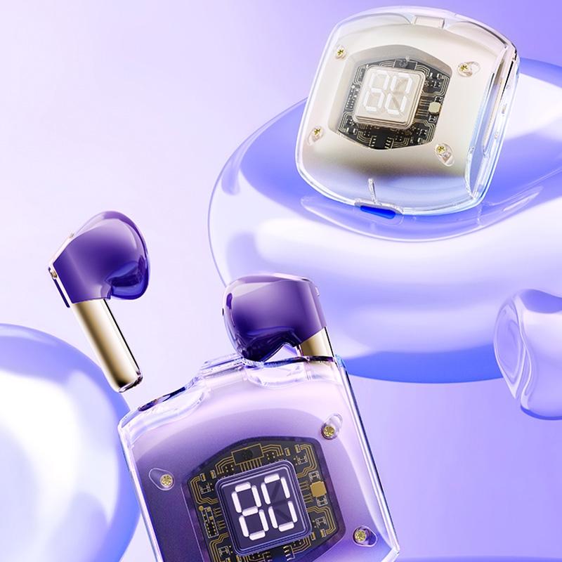 Transparent Bubble Tws Wireless Earphones with Lanyard - Beige