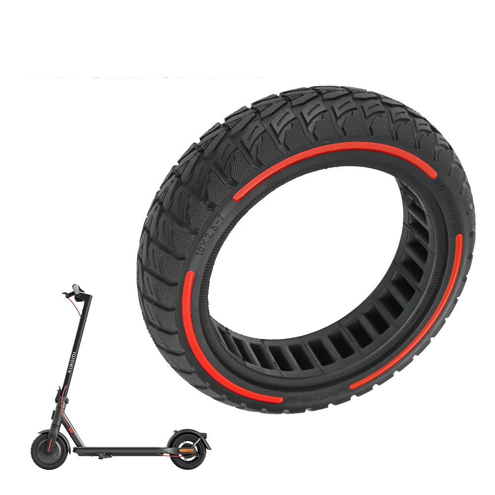 Colourful 2.5-7 Inch Honeycomb Tires for Xiaomi Scooter 4 / 4 Pro - Off-road Flick Design - Red