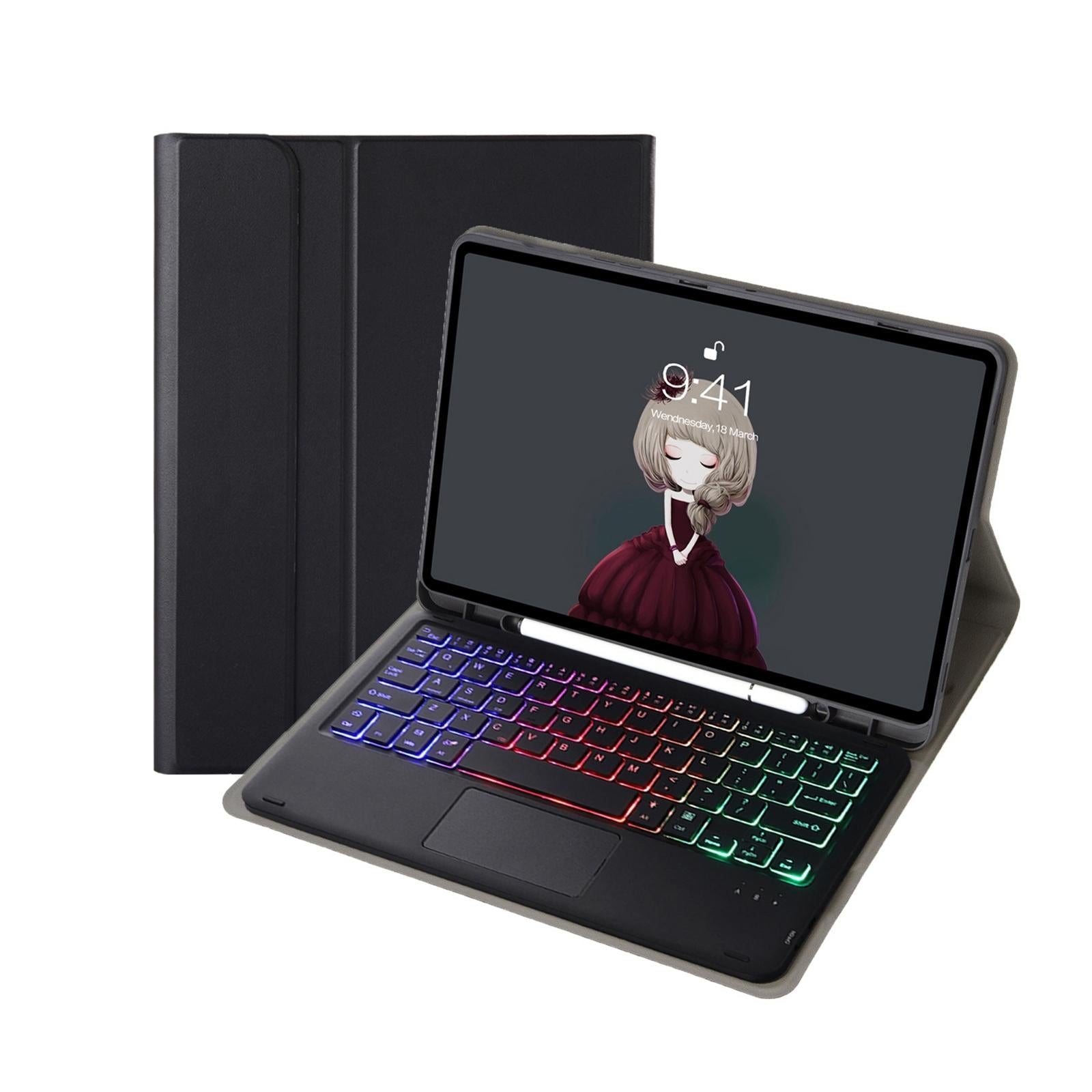 Bluetooth Keyboard Leather Tablet Case For Ipad 9.7 2018 & 2017 / Pro 9.7 / Air 2 With Touch Pad And Pen Slot - Rose Gold